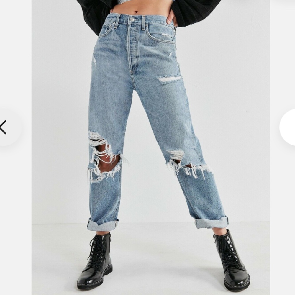 AGOLDE 90s Ripped Loose Fit Jeans Fall Out Women Size 28